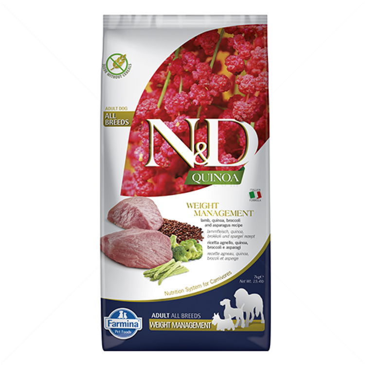 N&D Dog 7 кг Quinoa All Breed Weight Management Lamb, broccoli and asparagus