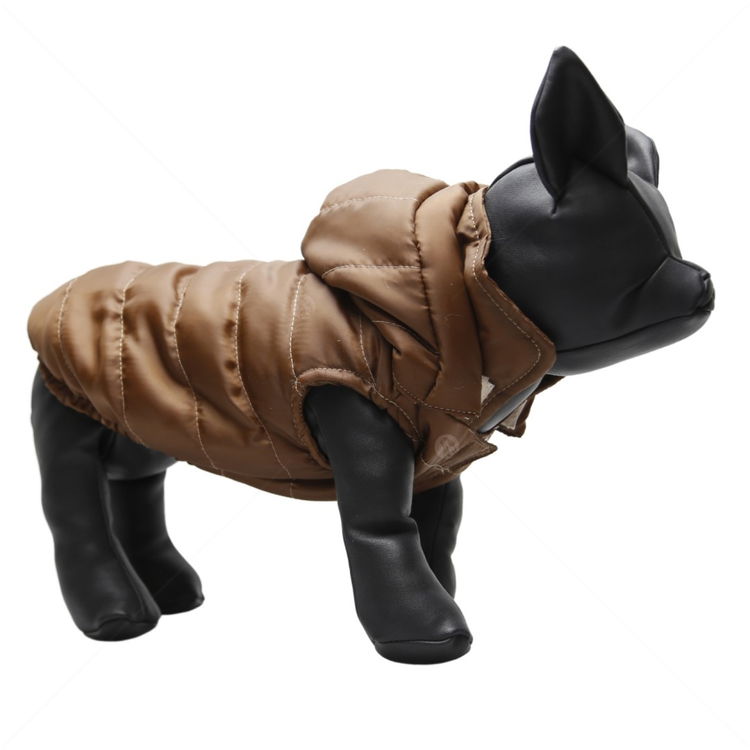 Ватиран елек с качулка ANIPRO Mobby XS, 24 см, кафяво