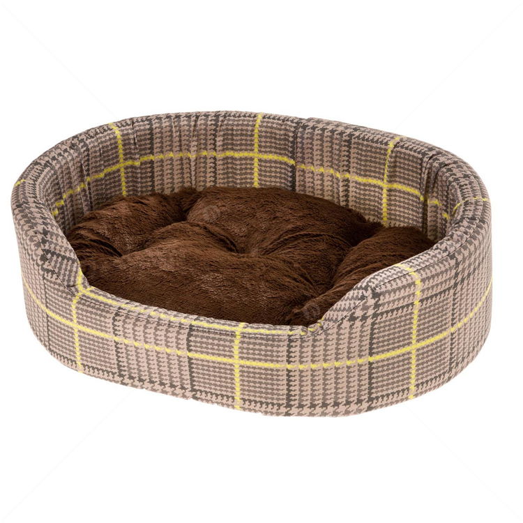 FERPLAST Dandy 55 Памучно легло, кафяво каре със зелен кант