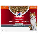 HILL'S Healthy Cuisine Sterilised Adult 12x80 гр. Stew Chicken - паучове за кастрирани котки, задушено със зеленчуци и пилешко месо