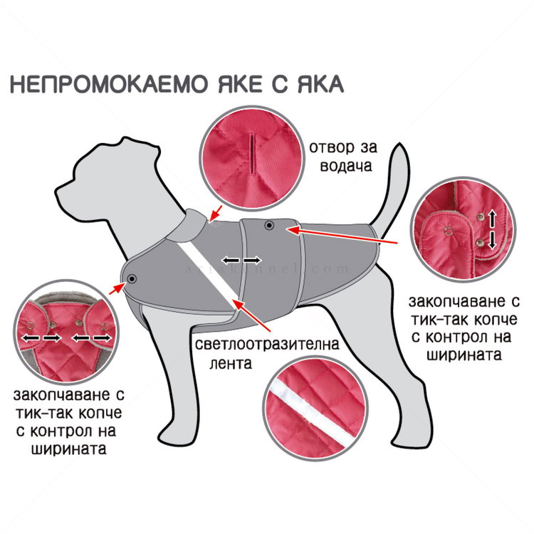 Яке с яка и светлоотразителни ленти, HAPPY PUPPY, тъмно синьо, XL, 40-44 см