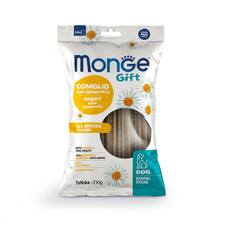 Дентални пръчки  за кучета в напреднала възраст MONGE Gift Dental Sticks Senior All Breeds