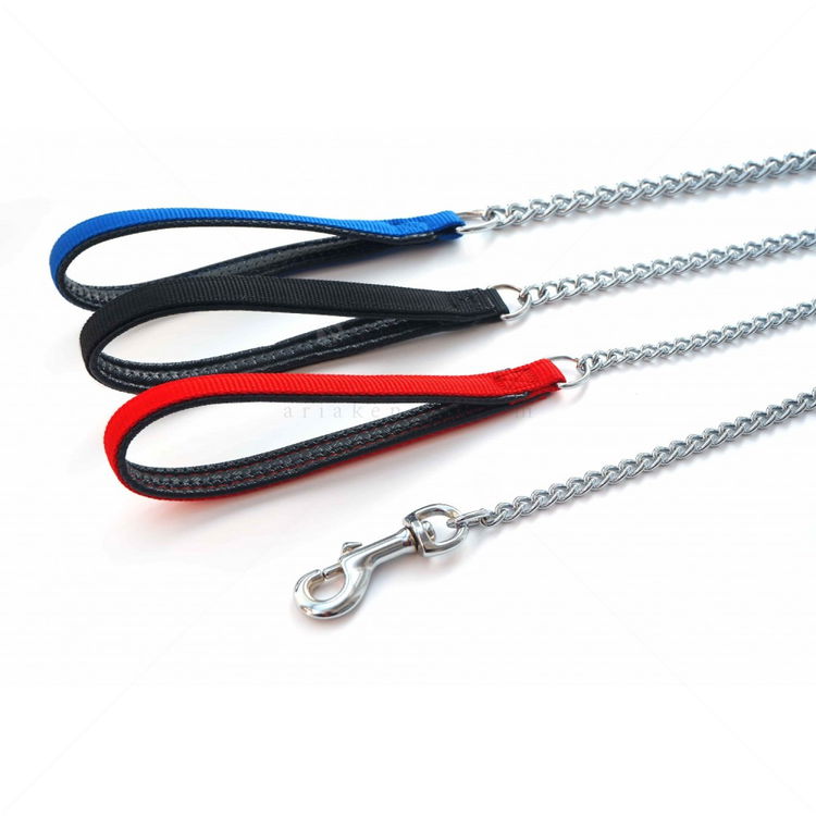 Повод синджир ANIPRO 40 мм/100 см, синя дръжка с неопрен