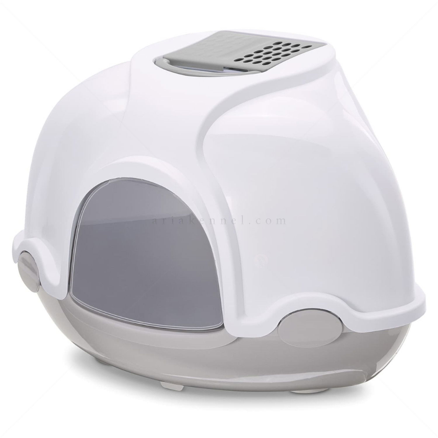 Закрита ъглова котешка тоалетна IMAC Ginger, бяло/сиво