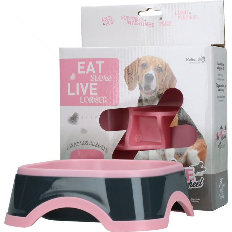 Купичкa за лакоми кучета, EAT SLOW, квадрат, розова, 13 см