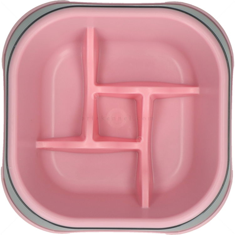 EAT SLOW Купичкa за лакоми кучета, квадрат, розова, 16 см.