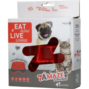 Купичкa за лакоми кучета, EAT SLOW, квадрат, червена, 16 см