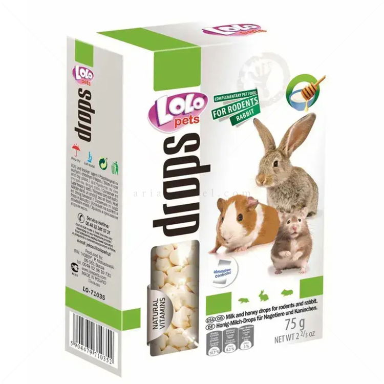 LOLO PETS Дропс с мед и мляко за гризачи