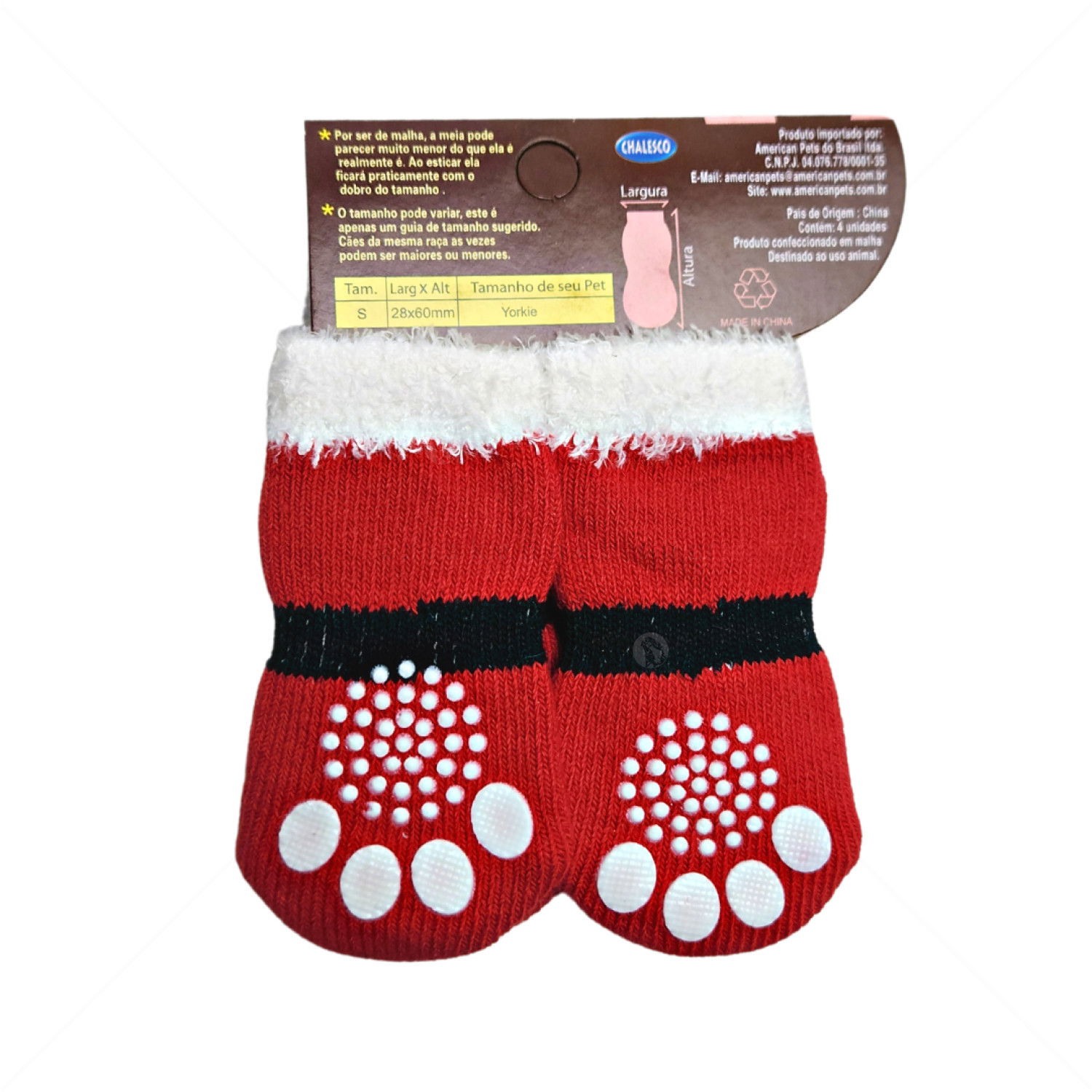 Противоплъзгащи се чорапи за кучета MINA PET, коледни, размер S,  4 бр, червени