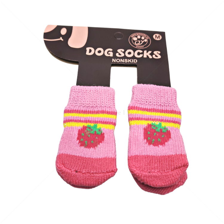 Противоплъзгащи се чорапи за кучета MINA PET, размер M,  4 бр, розови