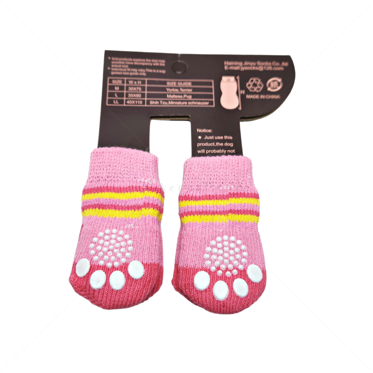 Противоплъзгащи се чорапи за кучета MINA PET, размер M,  4 бр, розови