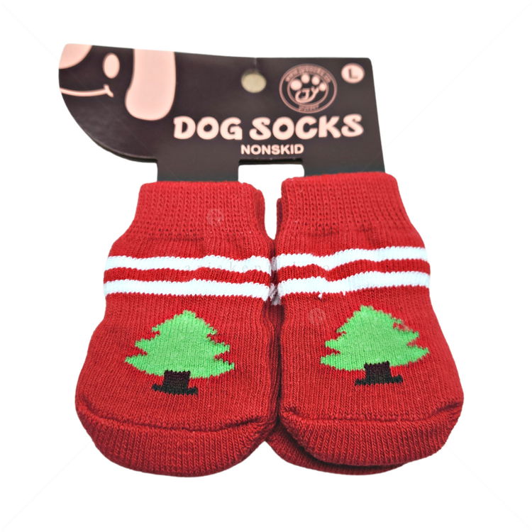 Противоплъзгащи се чорапи за кучета MINA PET, размер L,  4 бр, червени