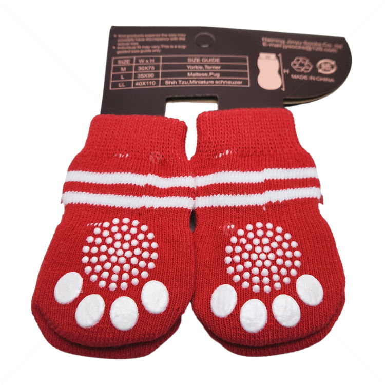 Противоплъзгащи се чорапи за кучета MINA PET, размер L,  4 бр, червени