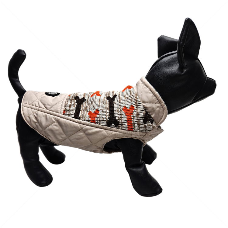 Двулицева грейка в бежово с кафяви лапички, HAPPY PUPPY, XS