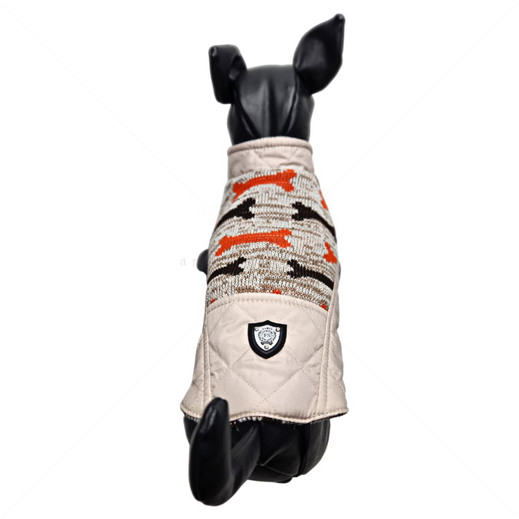 Двулицева грейка в бежово с кафяви лапички, HAPPY PUPPY, XS