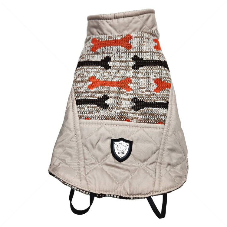 Двулицева грейка в бежово с кафяви лапички, HAPPY PUPPY, XS