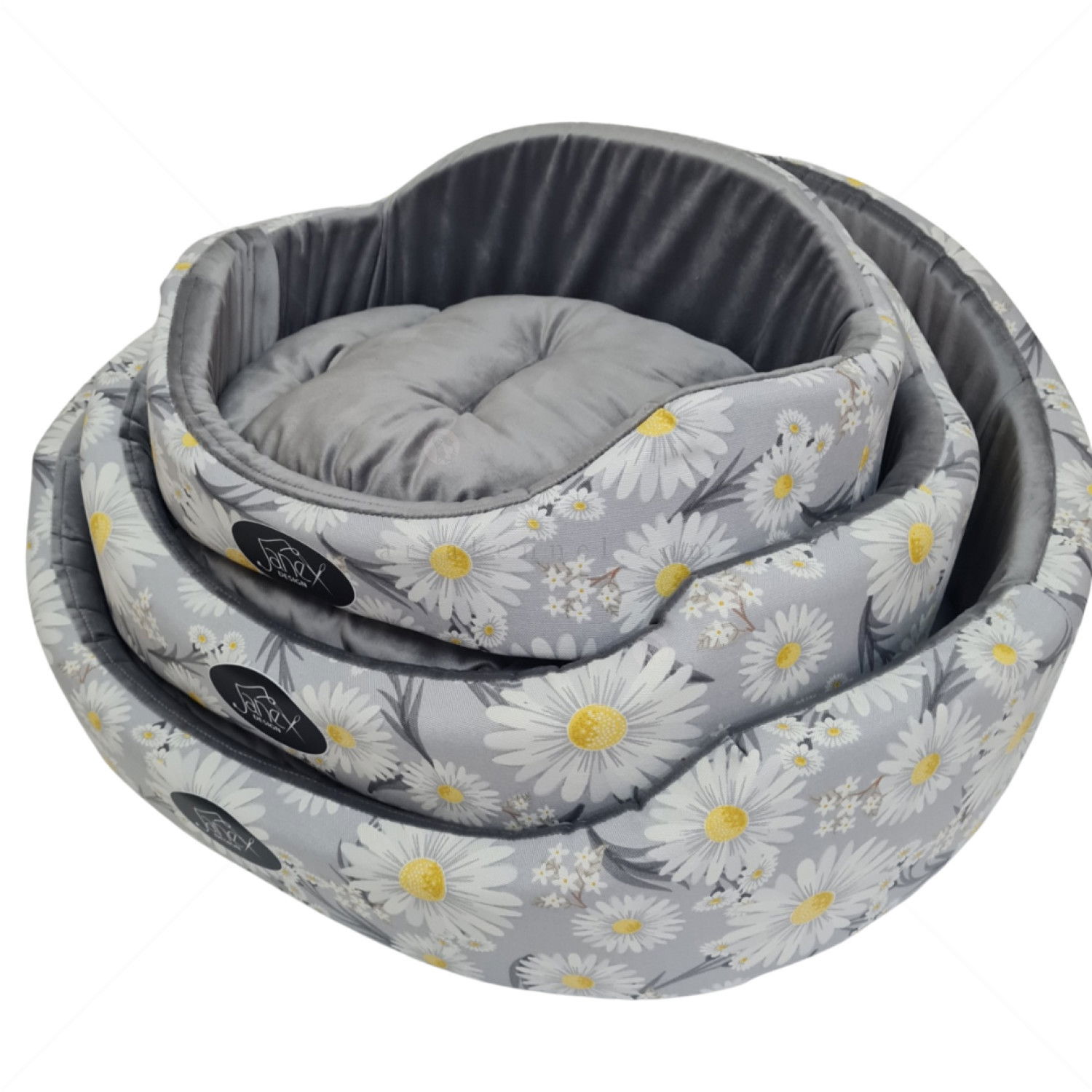 Овално легло M, JANEX, сиво на цветя