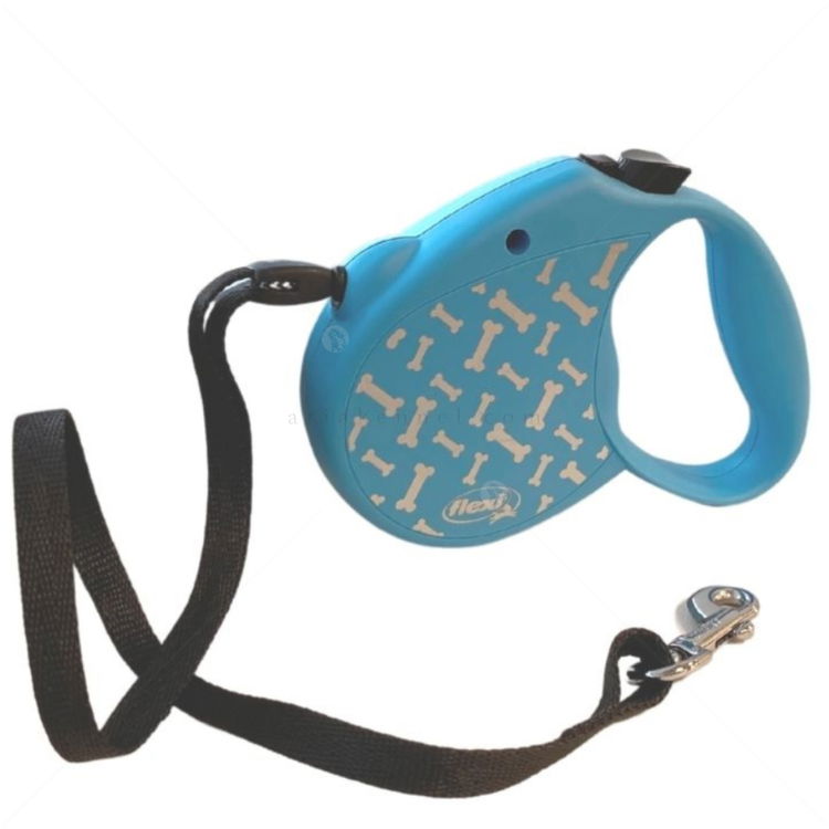 FLEXI Standard S въже – Автоматичен повод, син с кокалчета