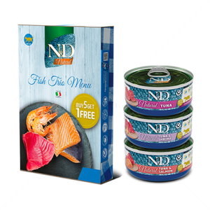 N&D Cat 6х70 гр Natural Fish Trio Menu - рибно меню