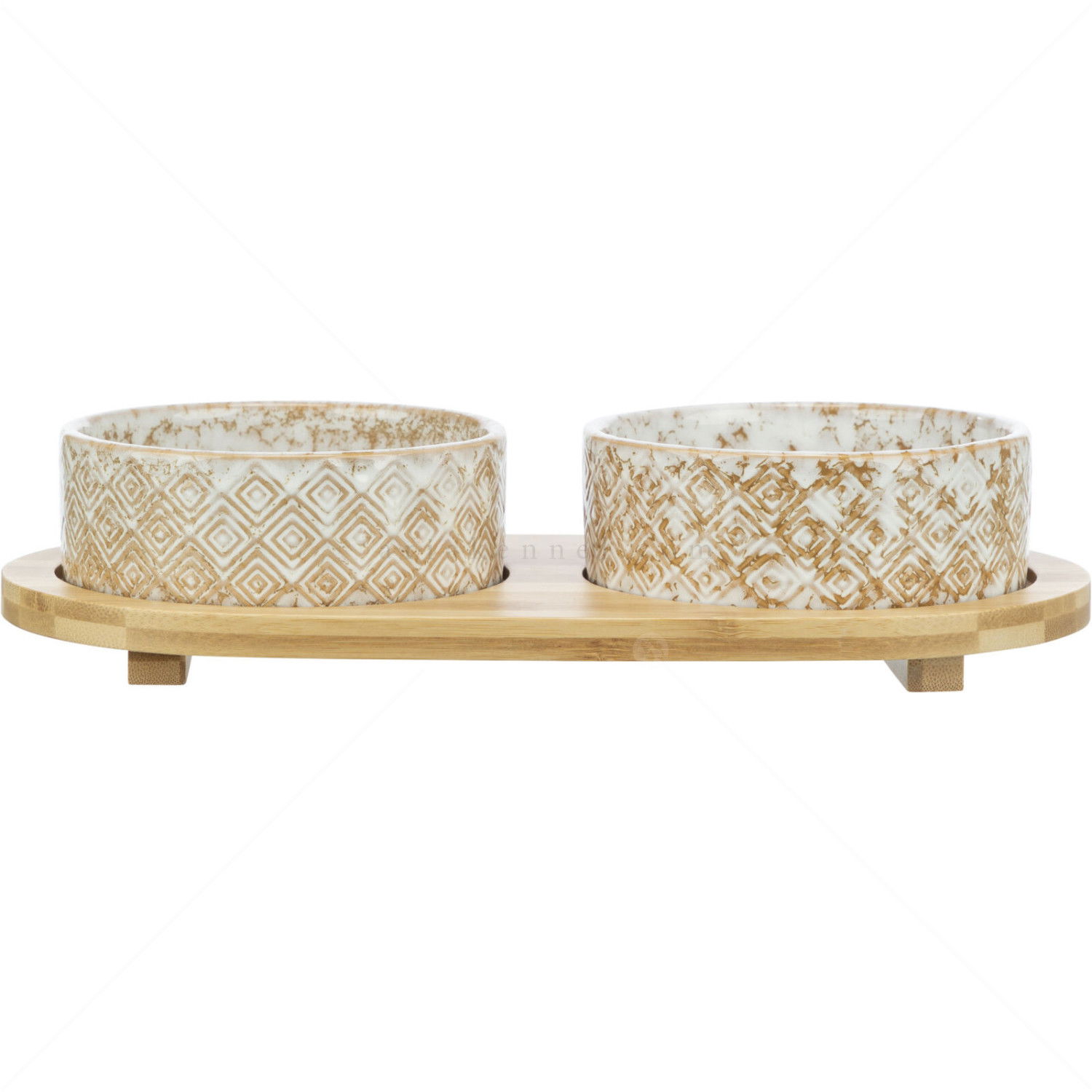 Комплект керамични купи с бамбукова поставка TRIXIE