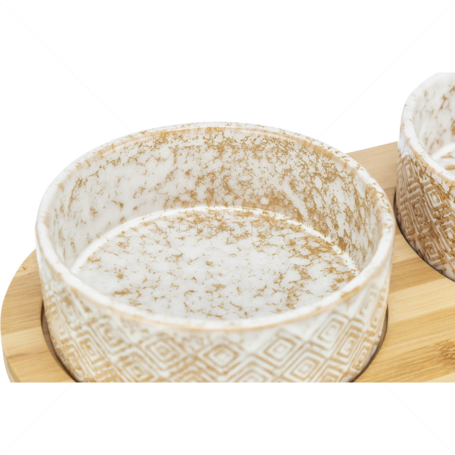 Комплект керамични купи с бамбукова поставка TRIXIE