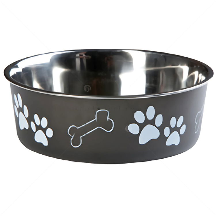 FLAMINGO Bella Метална купичка с гумена основа, 14 см., черна