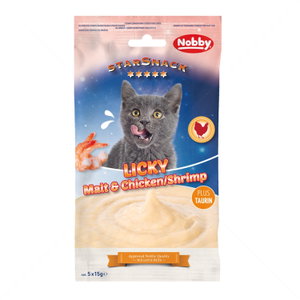 Кремообразни лакомства с малц, пилешко месо и скариди NOBBY StarSnack Licky Malt & Chicken/Shrimp