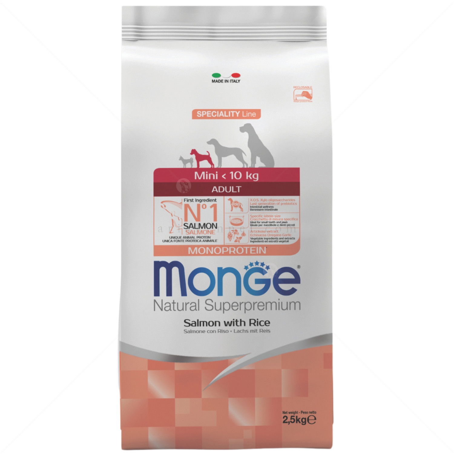 MONGE Monoprotein Mini Adult 2.500 кг Salmon & Rice