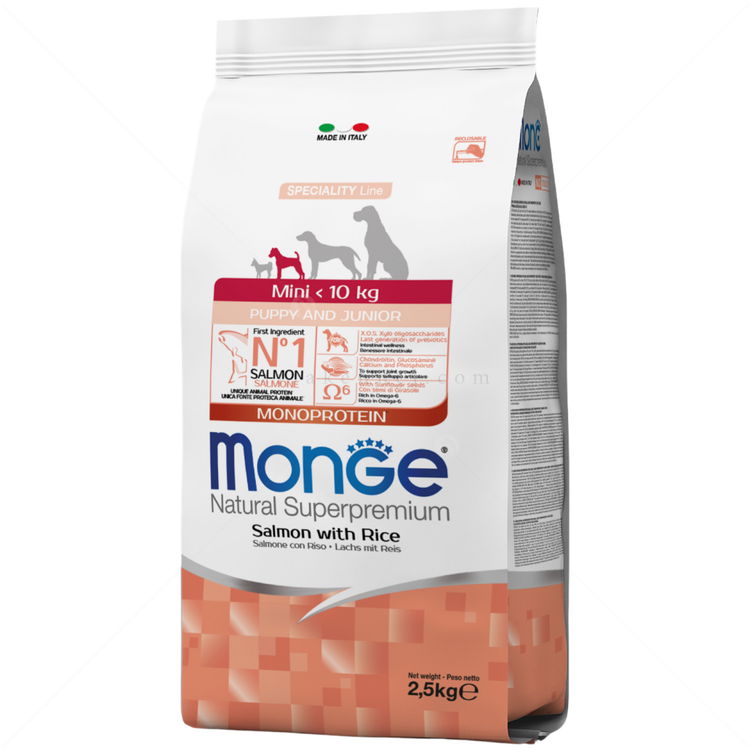 MONGE Monoprotein Mini Puppy 2.500 кг Salmon & Rice