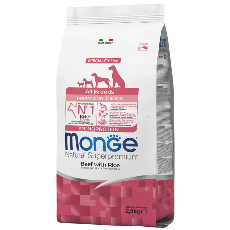 MONGE Monoprotein All Breeds Puppy 2.500 кг Beef & Rice