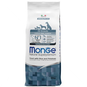 MONGE Monoprotein All Breeds Puppy 12 кг Trout, Rice & Potato