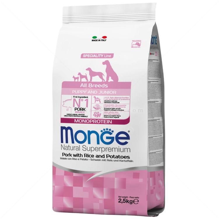 MONGE Monoprotein All Breeds Puppy 2.500 кг Pork, Rice & Potato