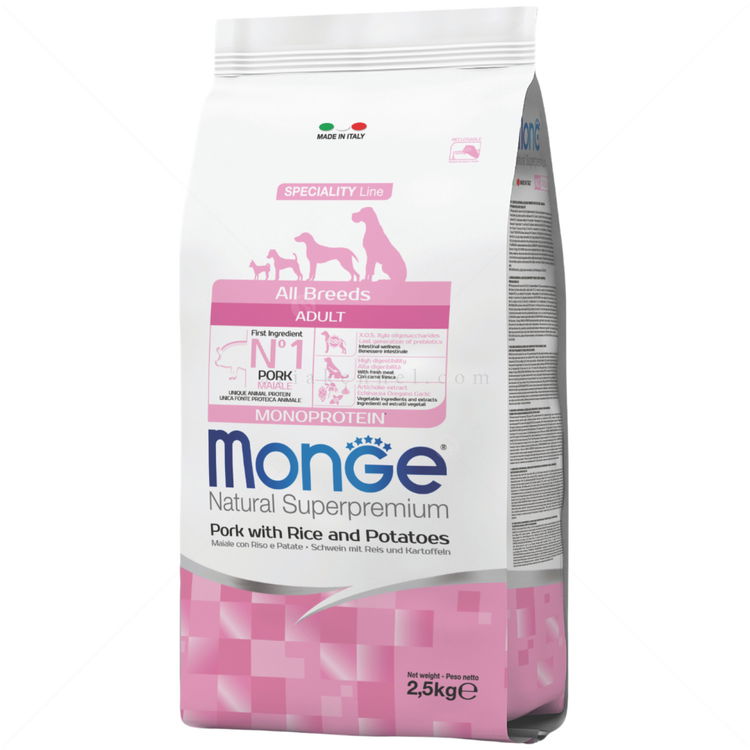 MONGE Monoprotein All Breeds Adult 2.500 кг Pork, Rice & Potato