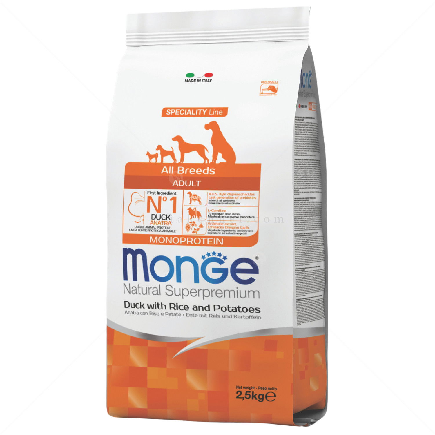 MONGE Monoprotein All Breeds Adult 2.500 кг Duck, Rice & Potato