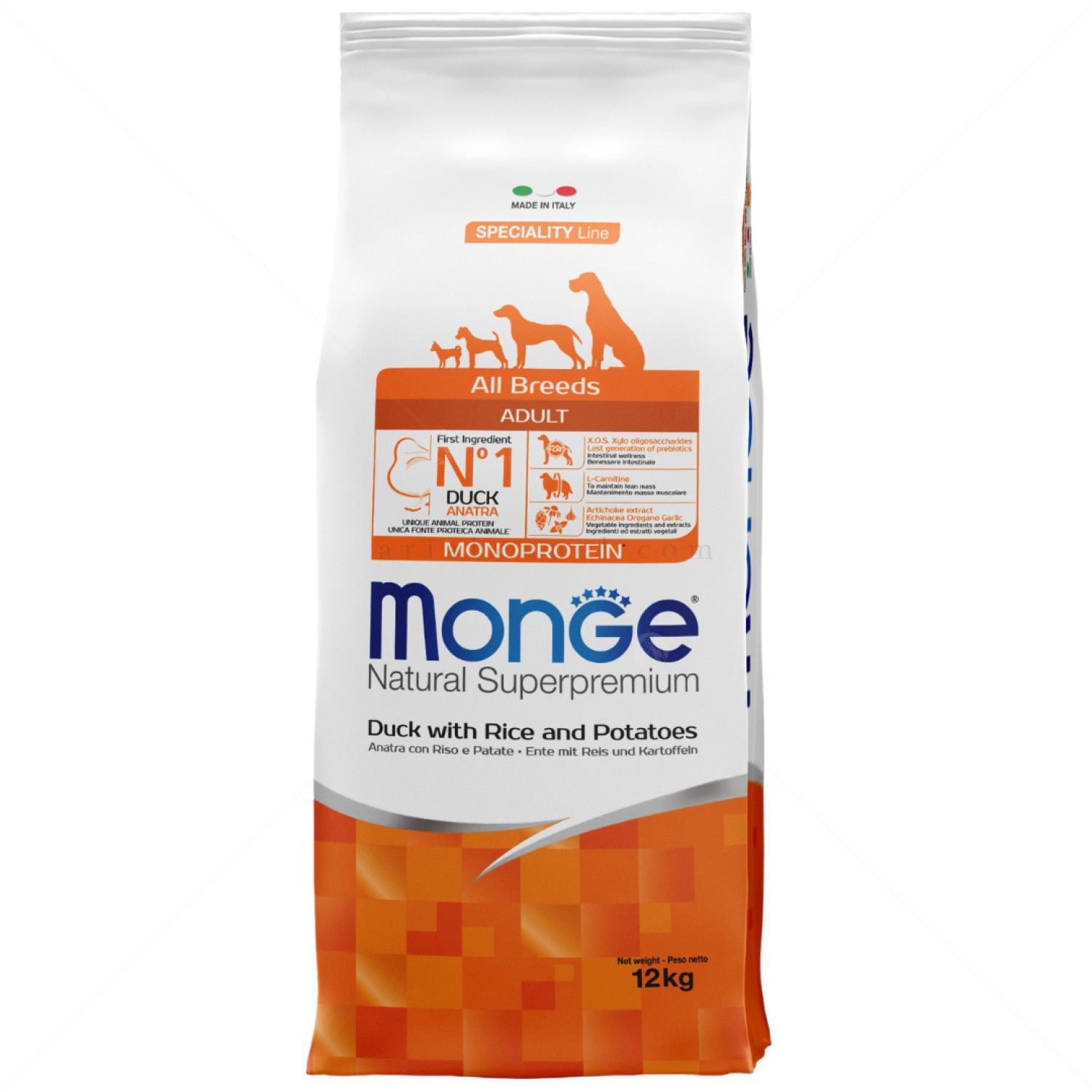 MONGE Monoprotein All Breeds Adult 12 кг Duck, Rice & Potato