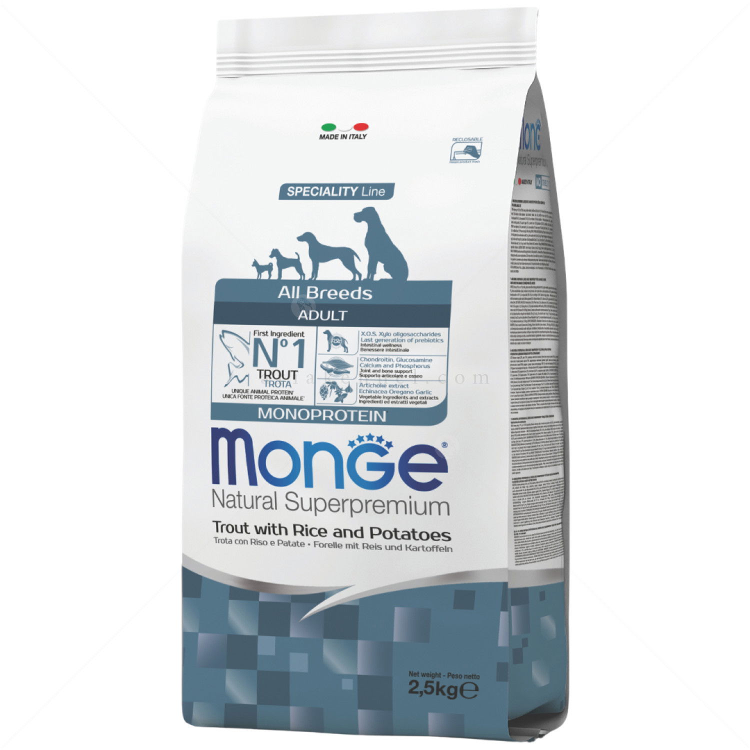 MONGE Monoprotein All Breeds Adult 2.500 кг Trout, Rice & Potato