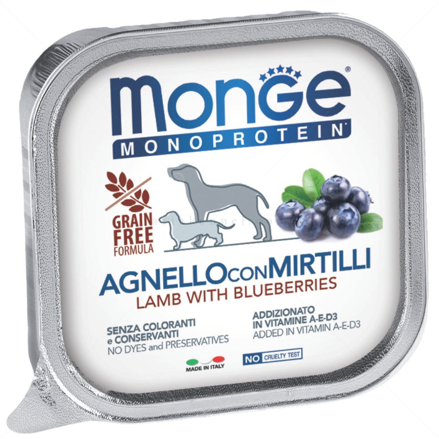 Пастет с агнешко месо и боровинки MONGE Superpremium Monoprotein Terrine Adult Fruit Pate Lamb with blueberries