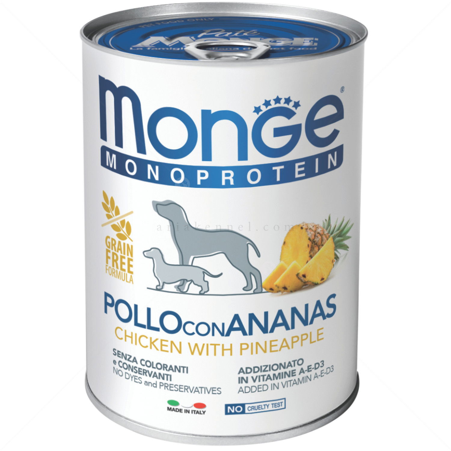 Консерва пастет с пилешко месо и ананас MONGE Superpremium Monoprotein Dog Fruit Pate Adult Chicken with pineapple