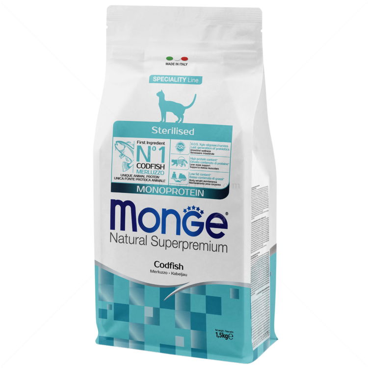 MONGE Monoprotein Sterilised Cat Adult 1.500 кг Codfish