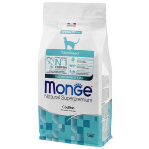 MONGE Monoprotein Sterilised Cat Adult 1.500 кг Codfish