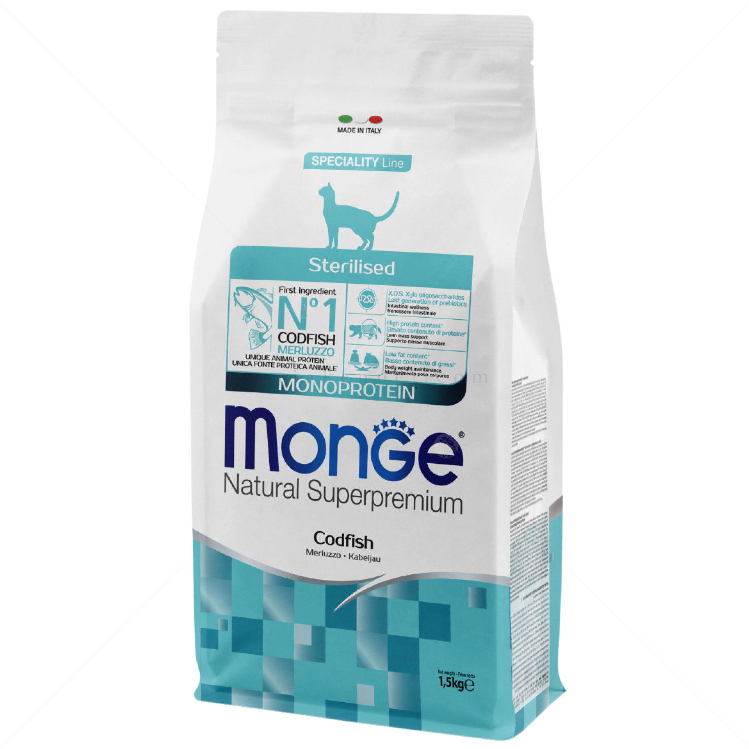 MONGE Monoprotein Sterilised Cat Adult 1.500 кг Codfish