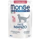Пауч за кастрирани котки пастет с телешко месо MONGE Natural Superpremium Monoprotein Sterilised Cat Beef