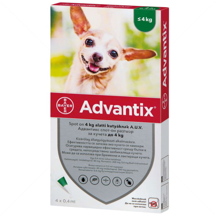 Пипети за външно обезпаразитяване ADVANTIX Spot on 4x0.4 ml