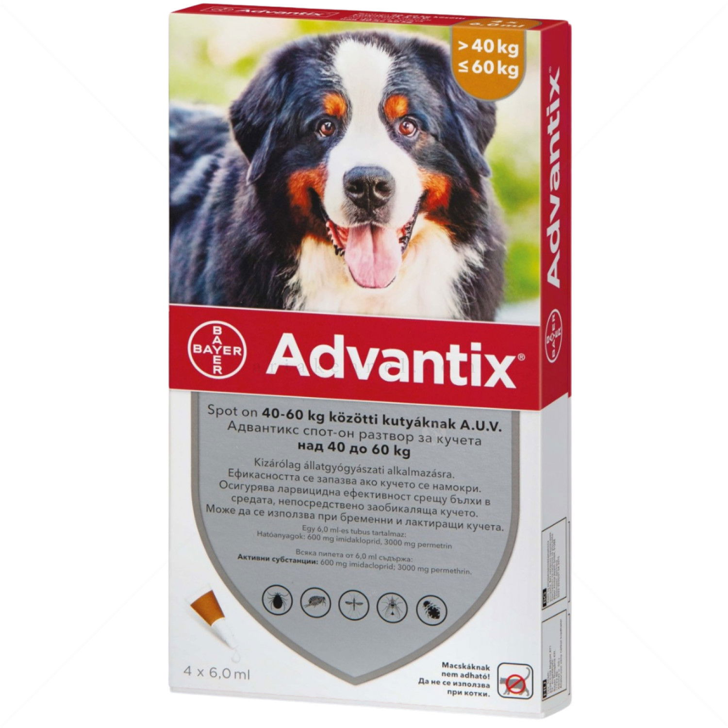 Пипети за външно обезпаразитяване ADVANTIX Spot on 4x6.0 ml