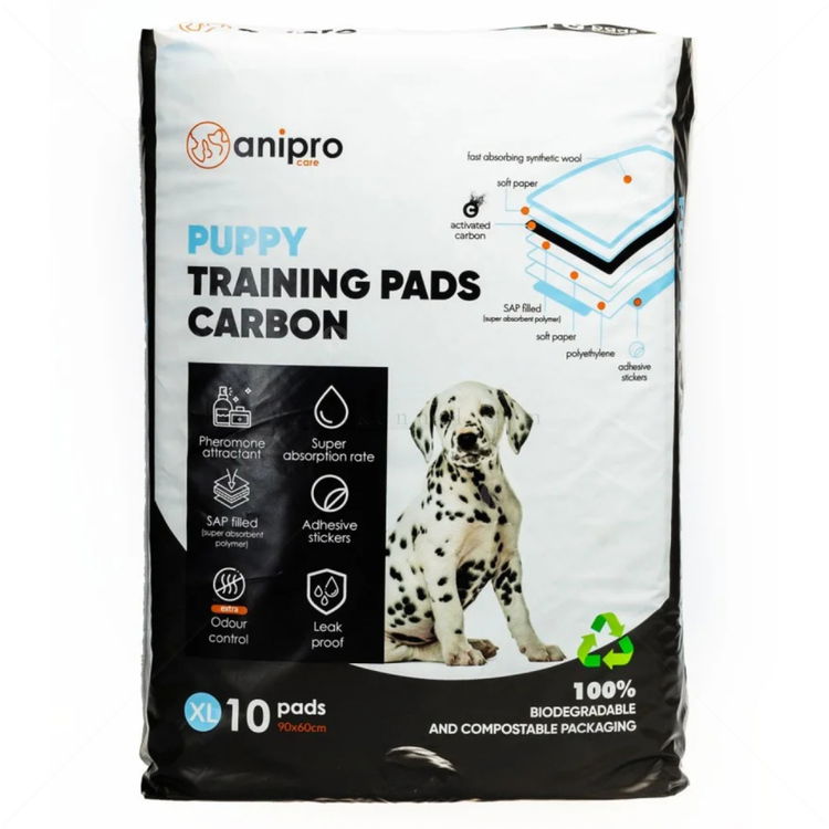 Хигиенни подложки/Пелени с активен въглен за кучета, размер XL, ANIPRO в биоразградима опаковка