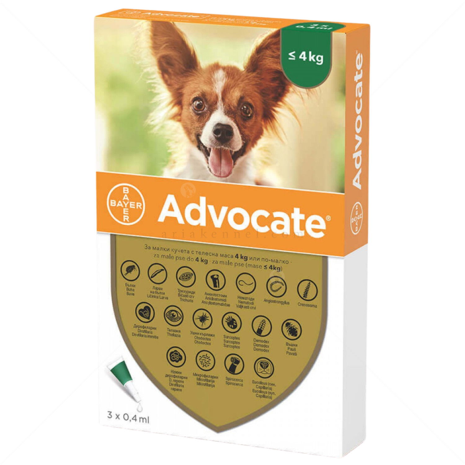 Комбинирани пипети за вътрешно и външно обезпаразитяване ADVOCATE 3x0.4 мл