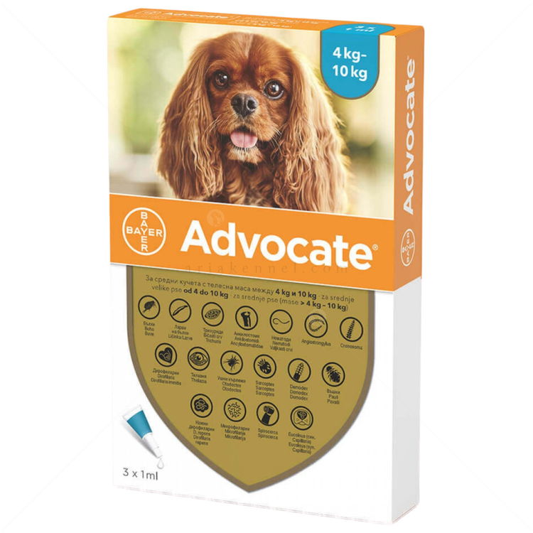 Комбинирани пипети за вътрешно и външно обезпаразитяване ADVOCATE 3x1.0 мл