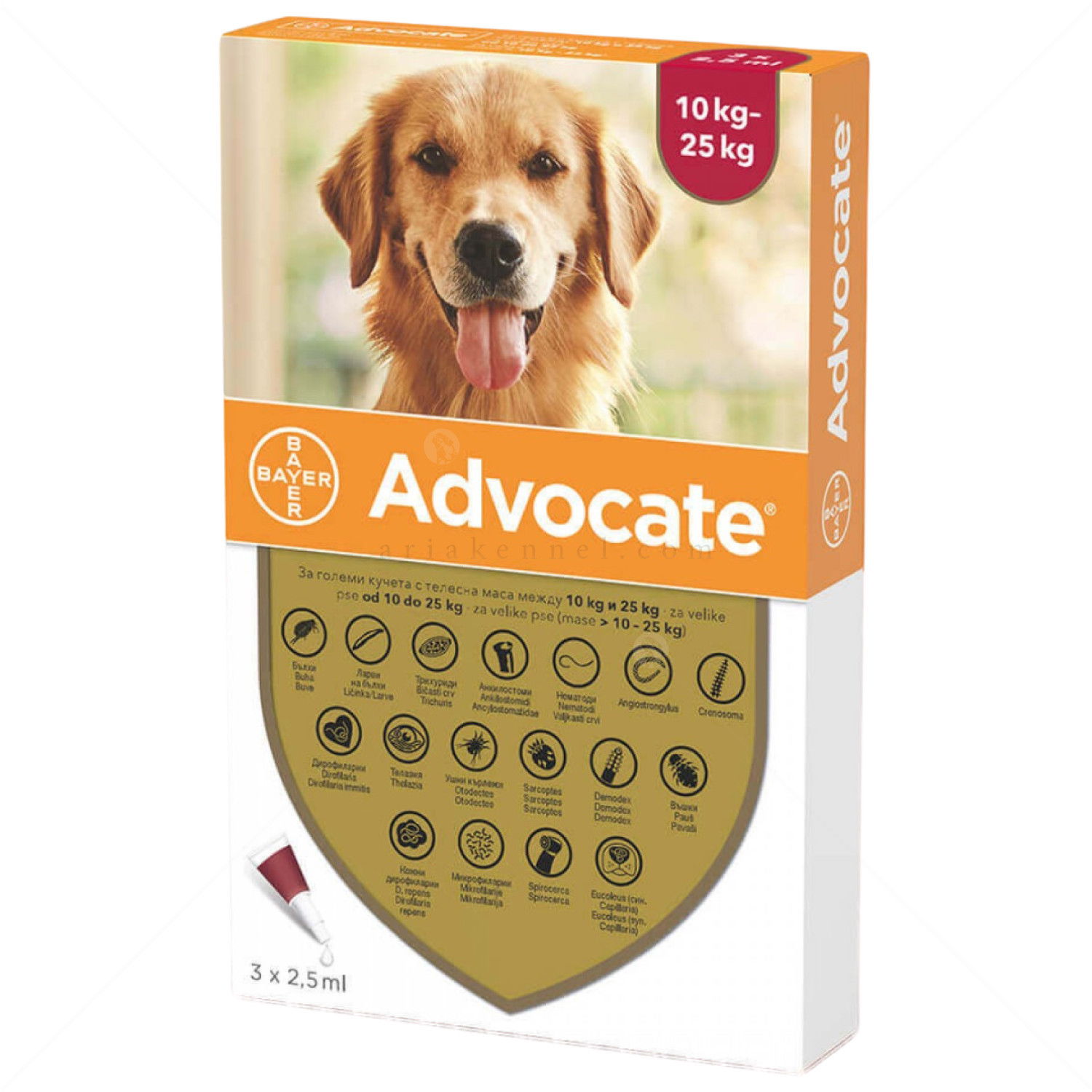 Комбинирани пипети за вътрешно и външно обезпаразитяване ADVOCATE 3x2.5 мл