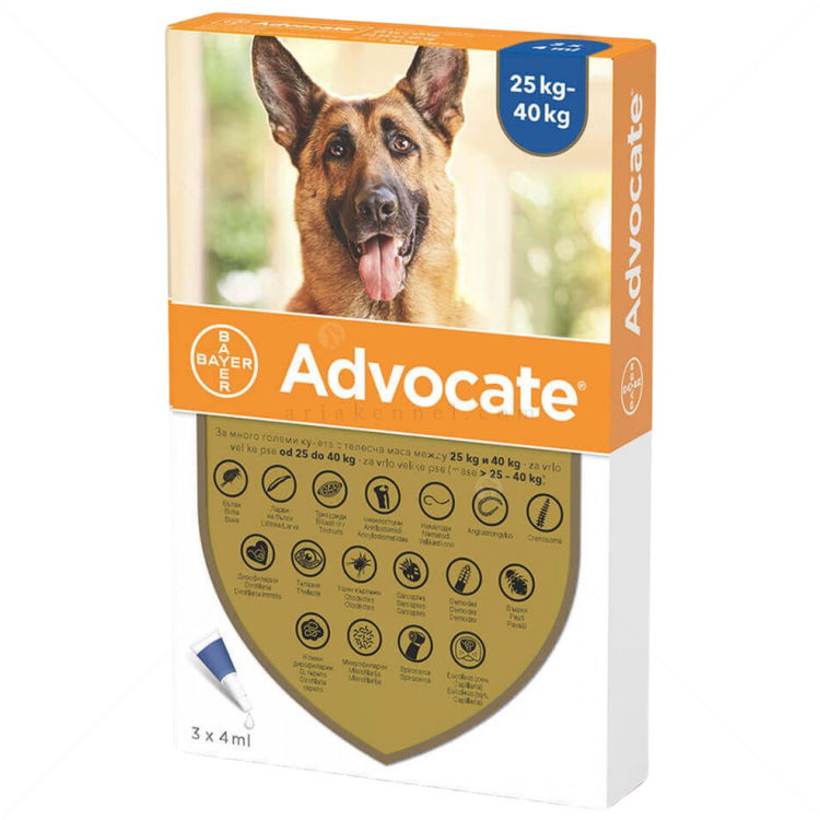 Комбинирани пипети за вътрешно и външно обезпаразитяване ADVOCATE 3x4.0 мл