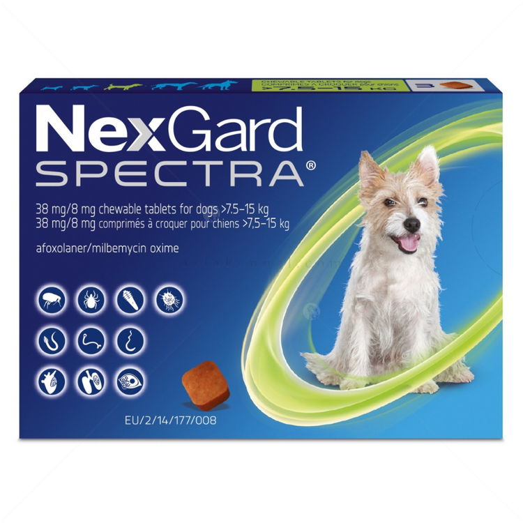 Комбинирани таблетки за вътрешно и външно обезпаразитяване NEXGARD SPECTRA 3x38/8 mg
